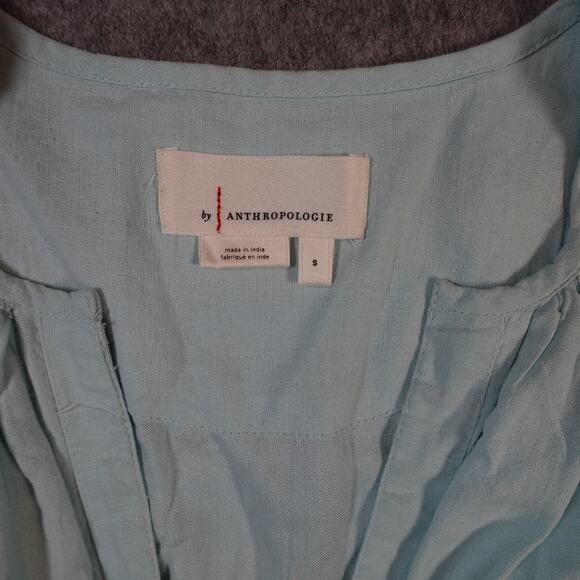 Anthropologie Dress Womens Small Somerset Maxi Linen Blend Light Sky Blue Tiered - Picture 3 of 10